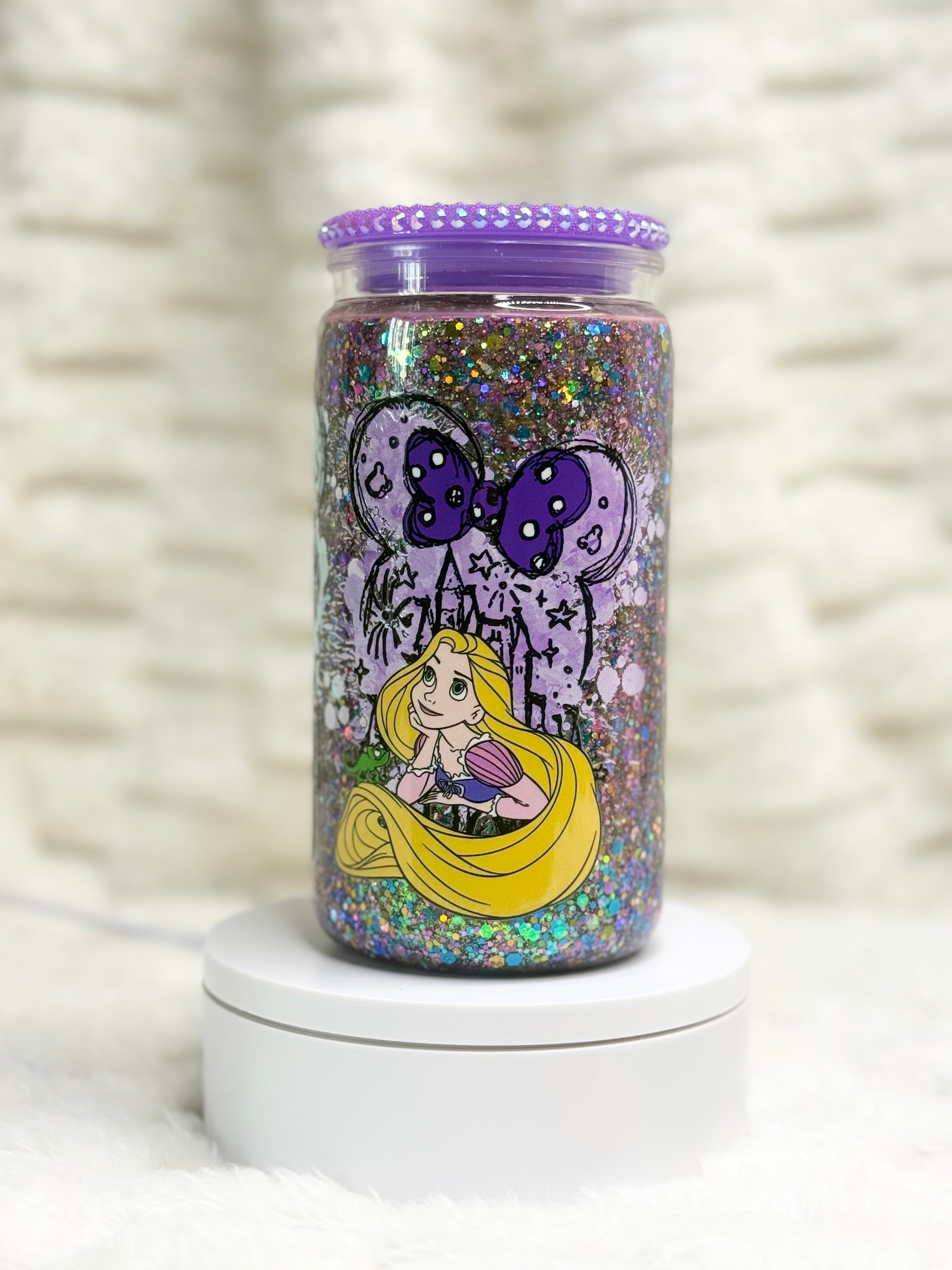 16 oz. Princesses Slow Glitter Snow Globe Tumbler w/ Bling Lid