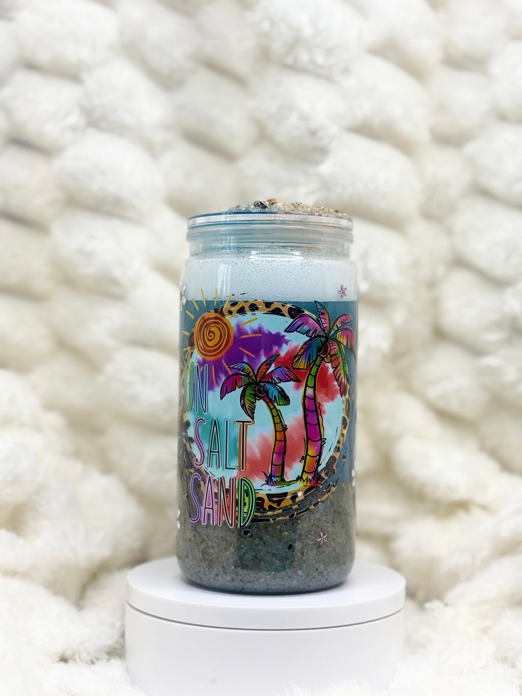 16 oz. Sun, Salt, & Sand Beach Snow Globe Tumbler with Beachy Lid