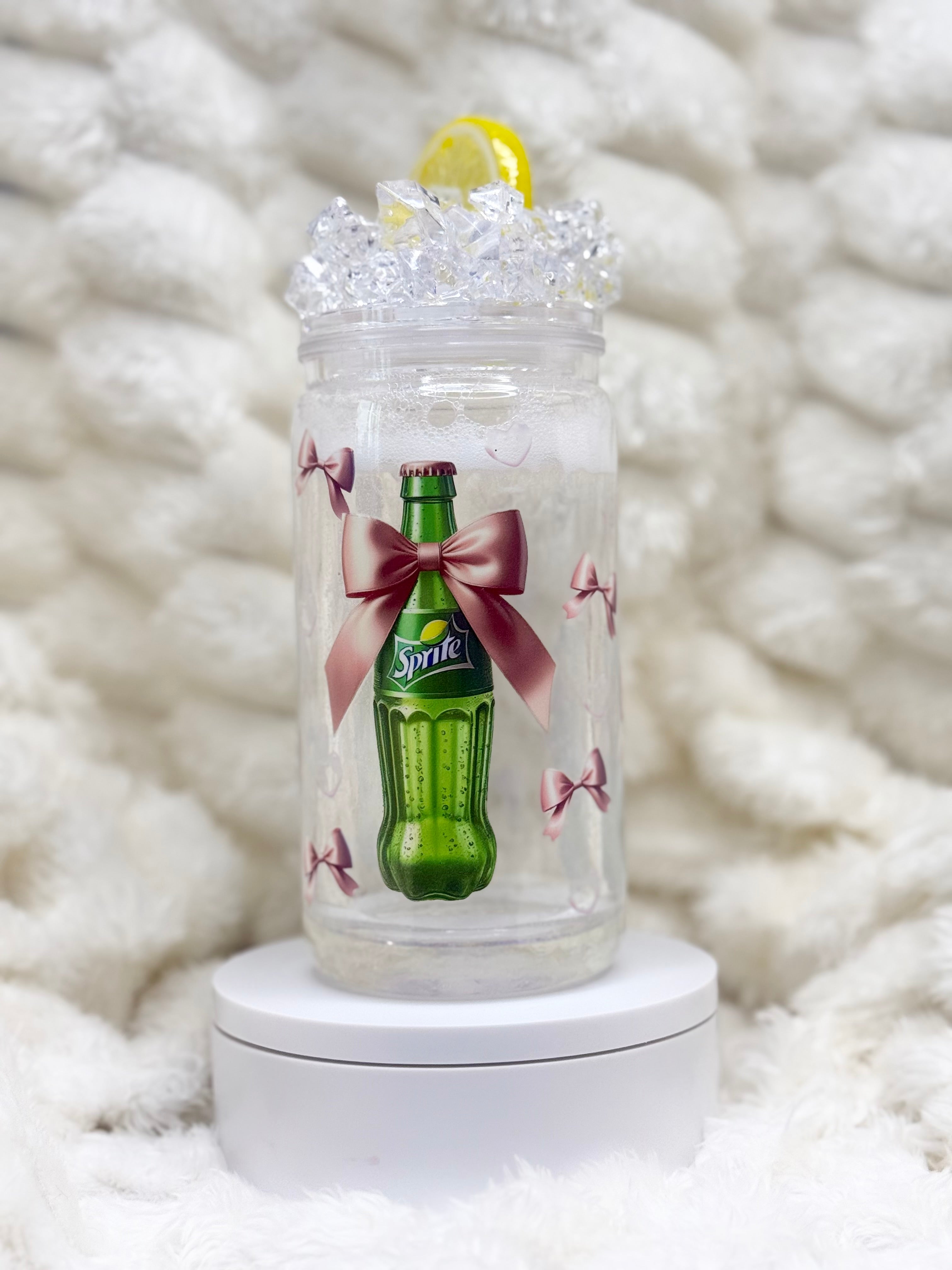 16 oz. Sprite Soda Snow Globe Tumbler with Ice & Lemon Slice Lid