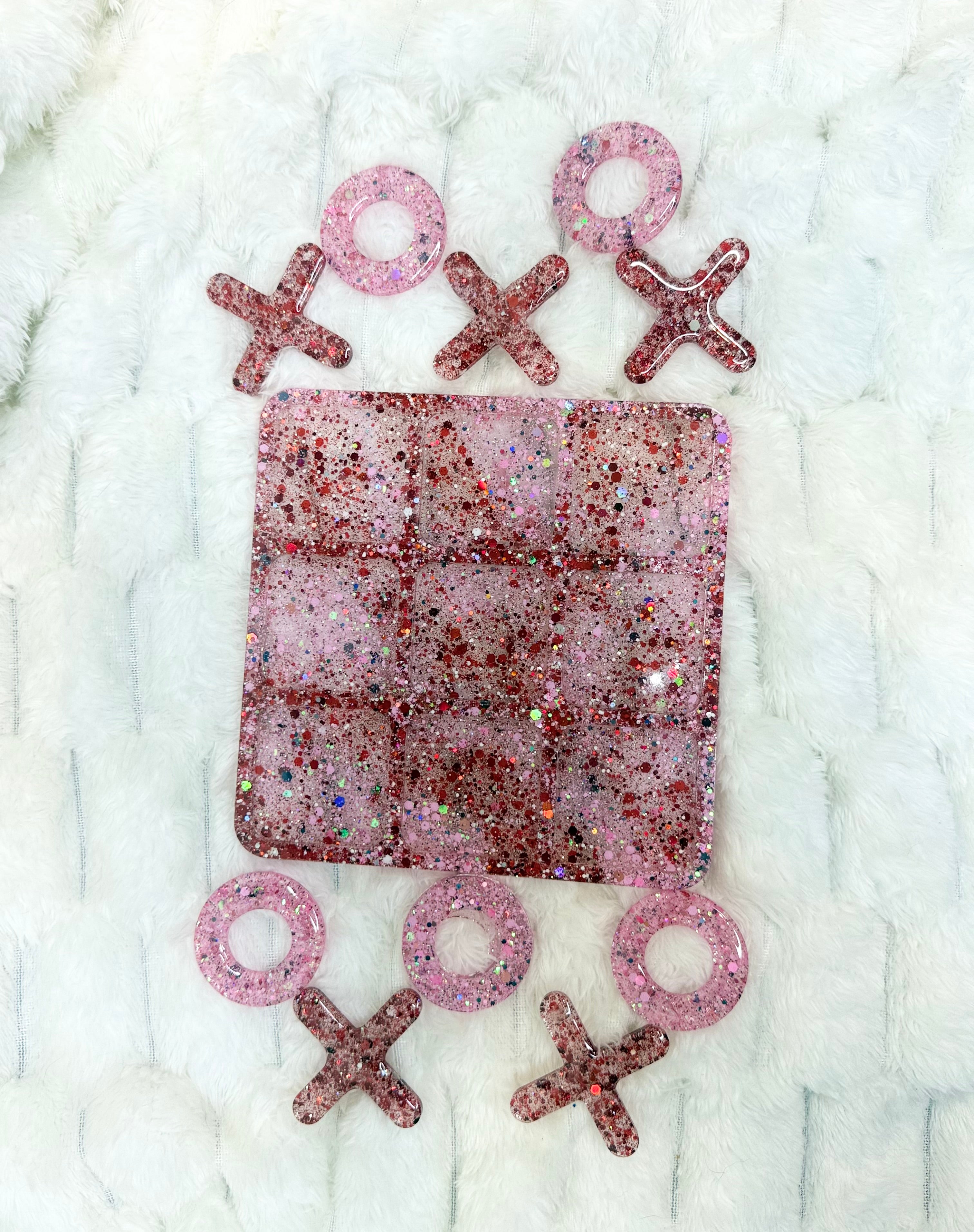 Red & Pink Glitter Tic Tac Toe Game