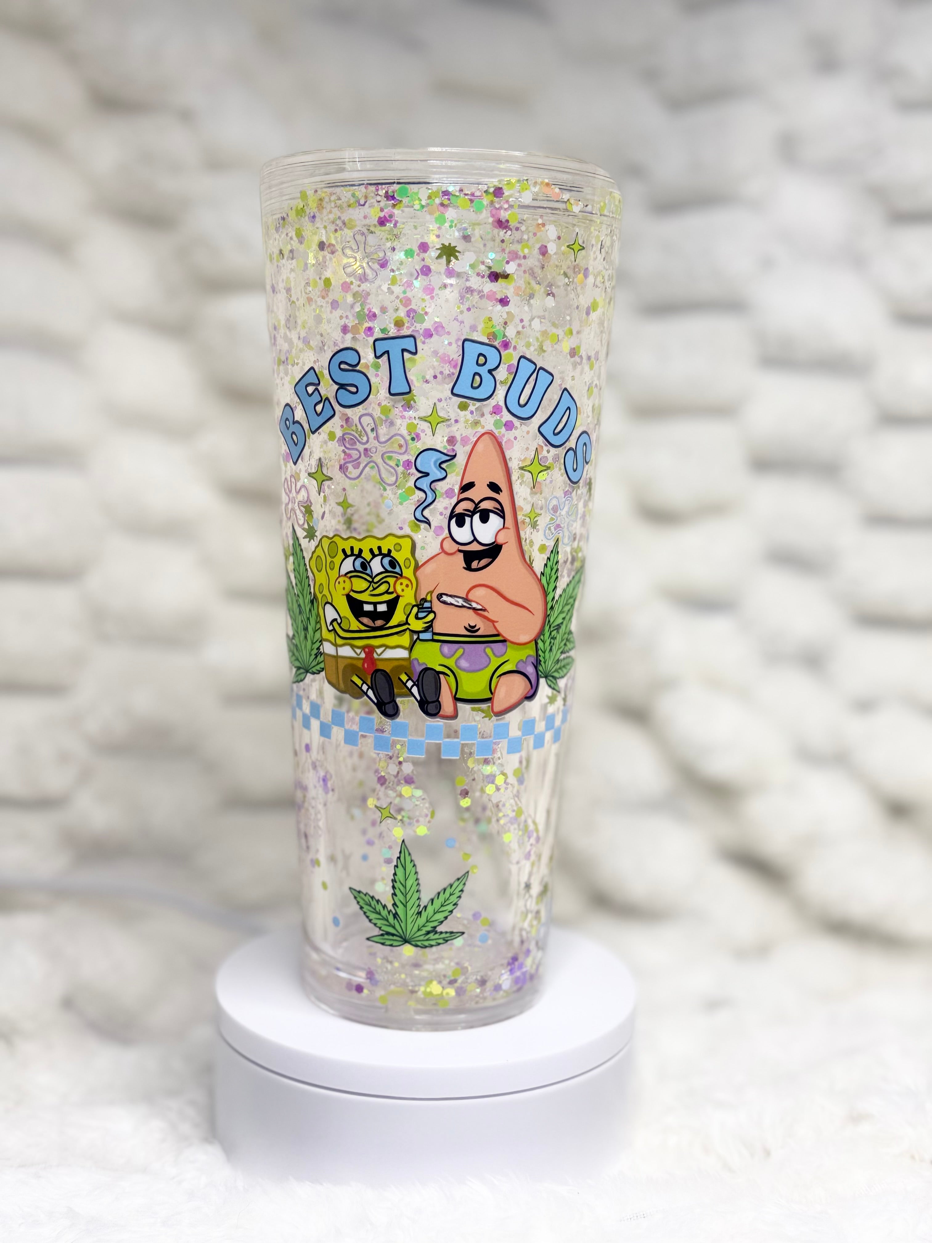 24 oz. SpongeBob Best Buds Clear Lava Snow Globe Tumbler