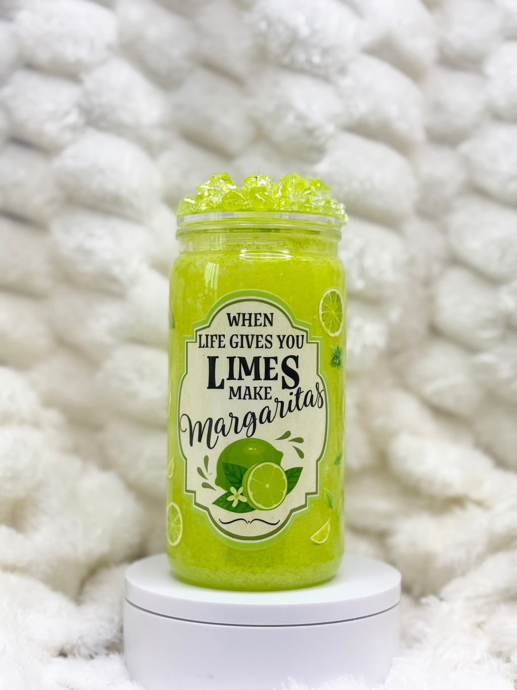 16 oz. Make Limes Into Margaritas Slushie Snow Globe Tumbler with Matching Lid