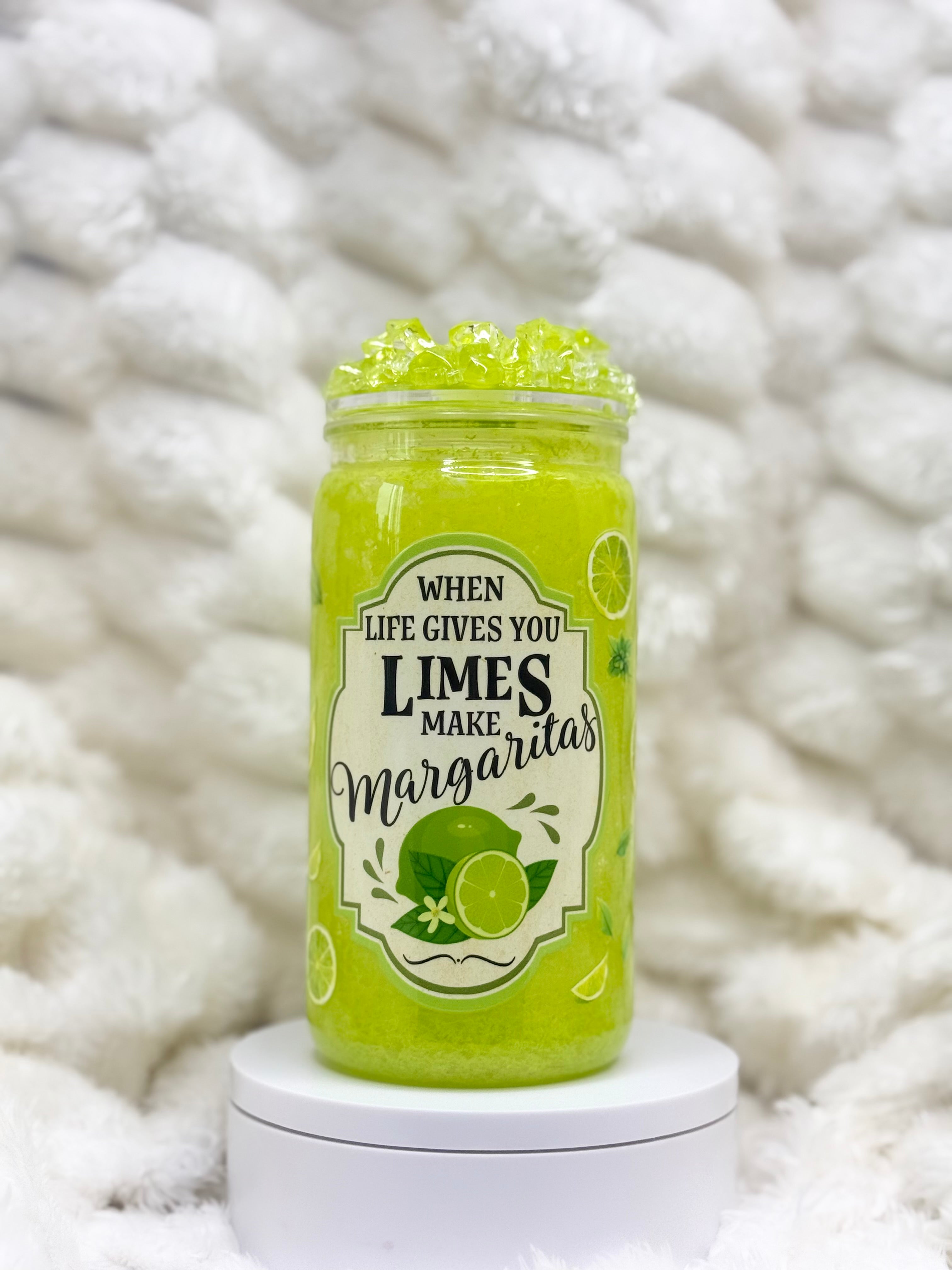 16 oz. Make Limes Into Margaritas Slushie Snow Globe Tumbler with Matching Lid