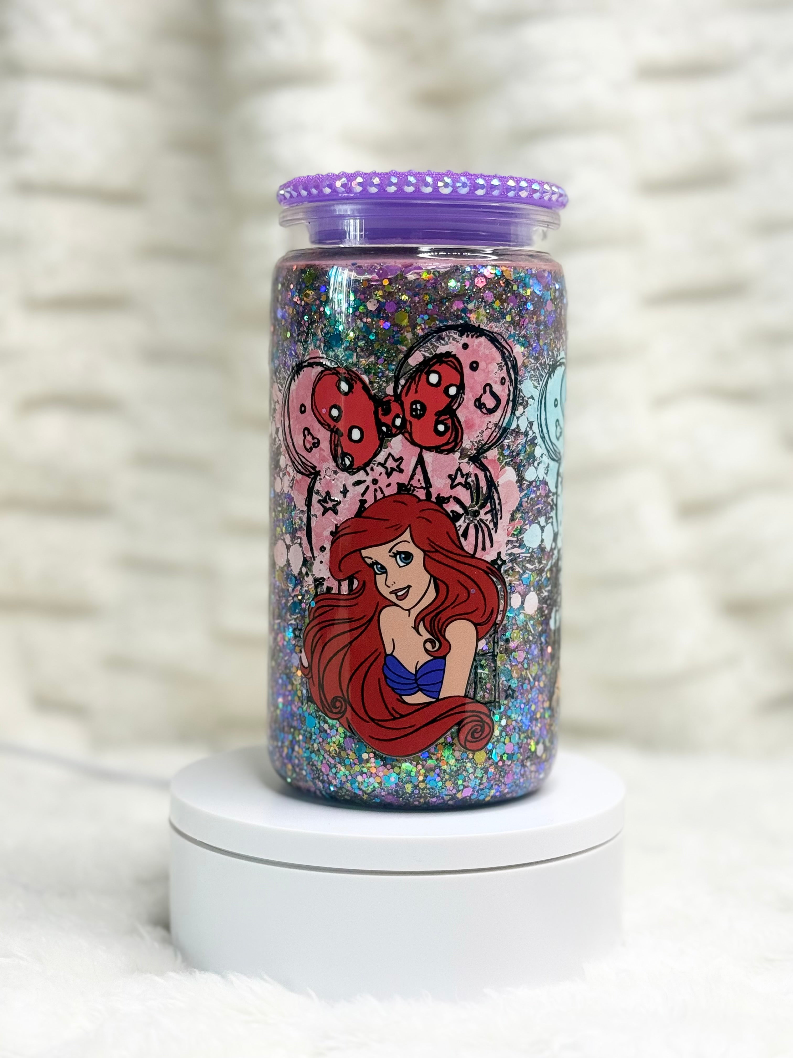 16 oz. Princesses Slow Glitter Snow Globe Tumbler w/ Bling Lid