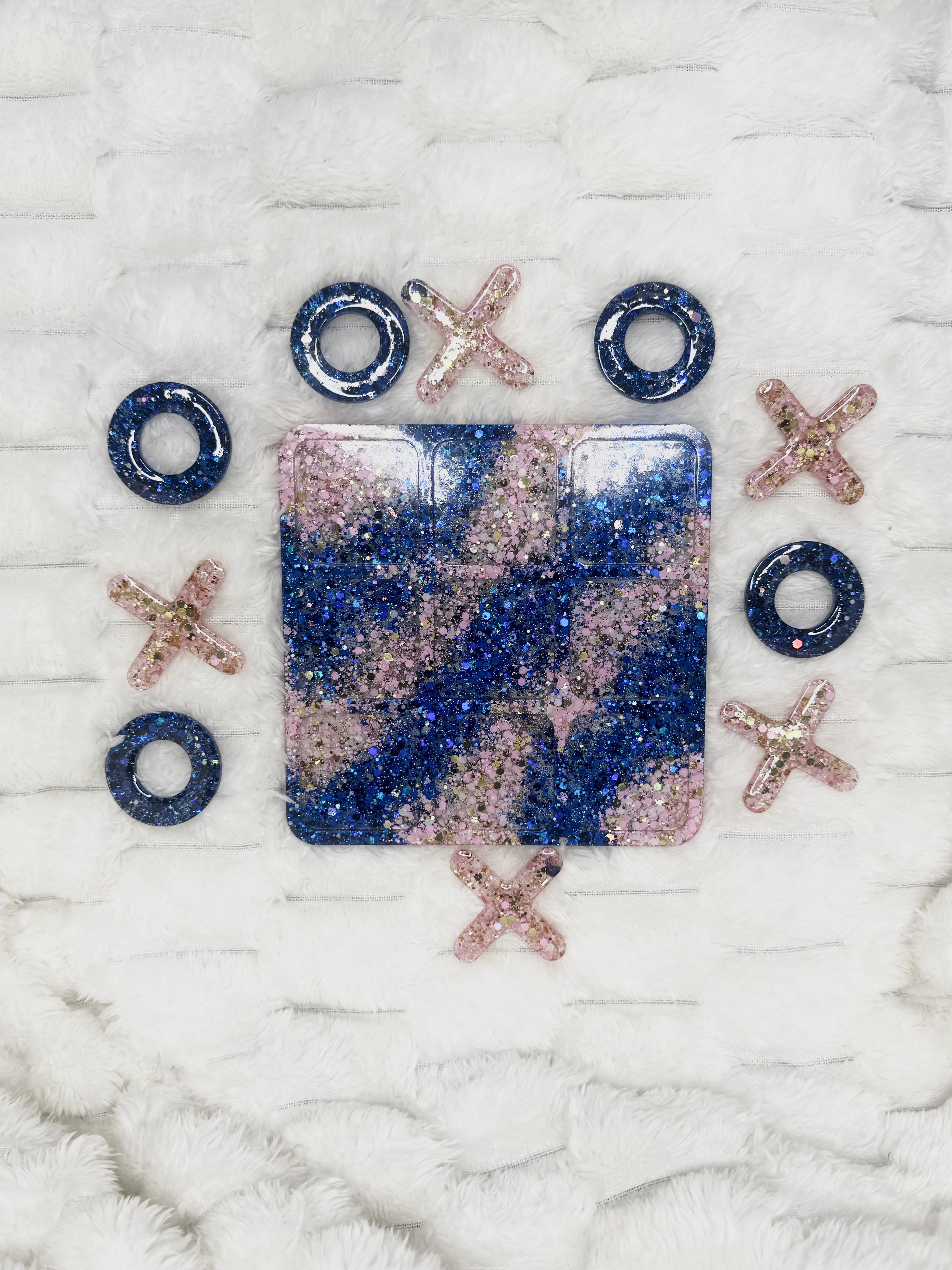 Pink & Blue Glitter Tic Tac Toe Game