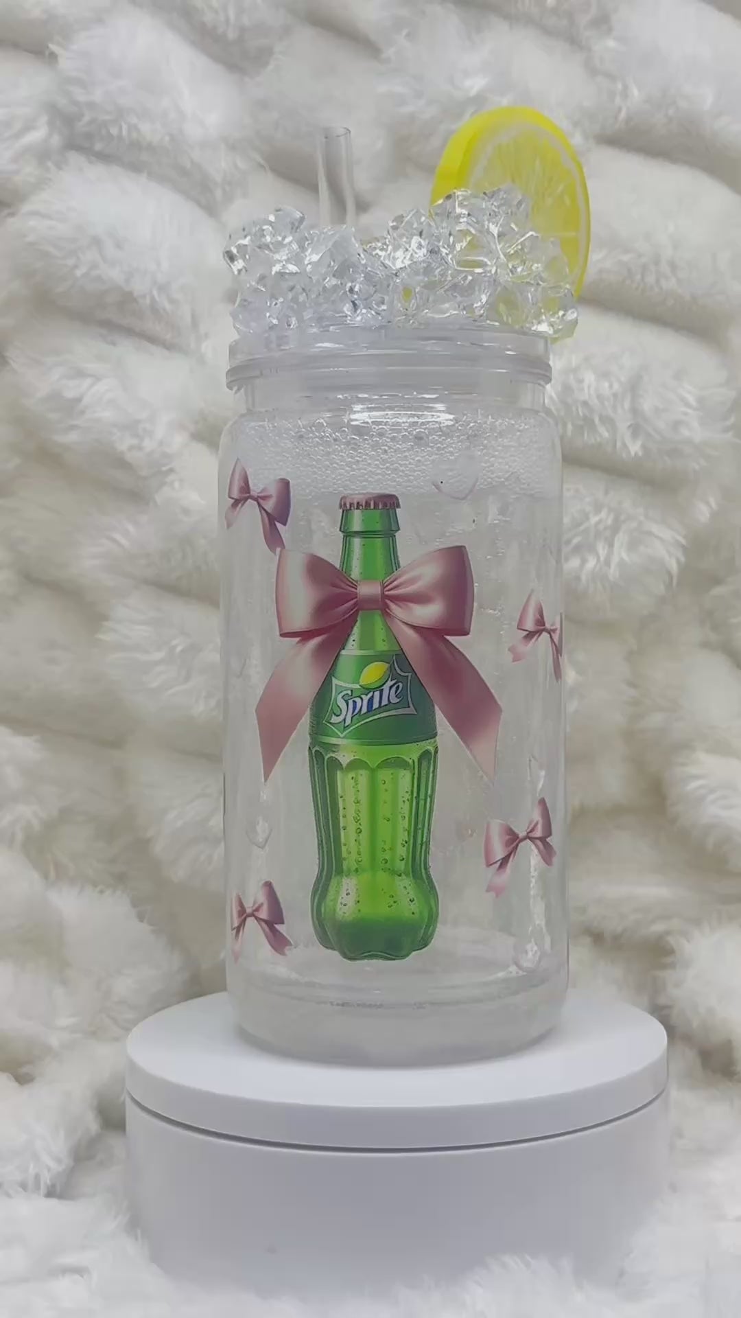 16 oz. Sprite Soda Snow Globe Tumbler with Ice & Lemon Slice Lid