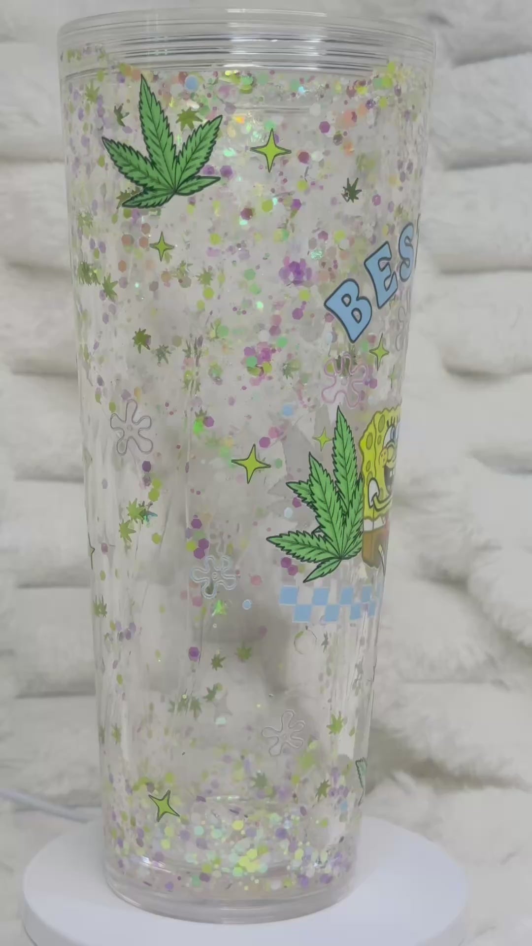 24 oz. SpongeBob Best Buds Clear Lava Snow Globe Tumbler