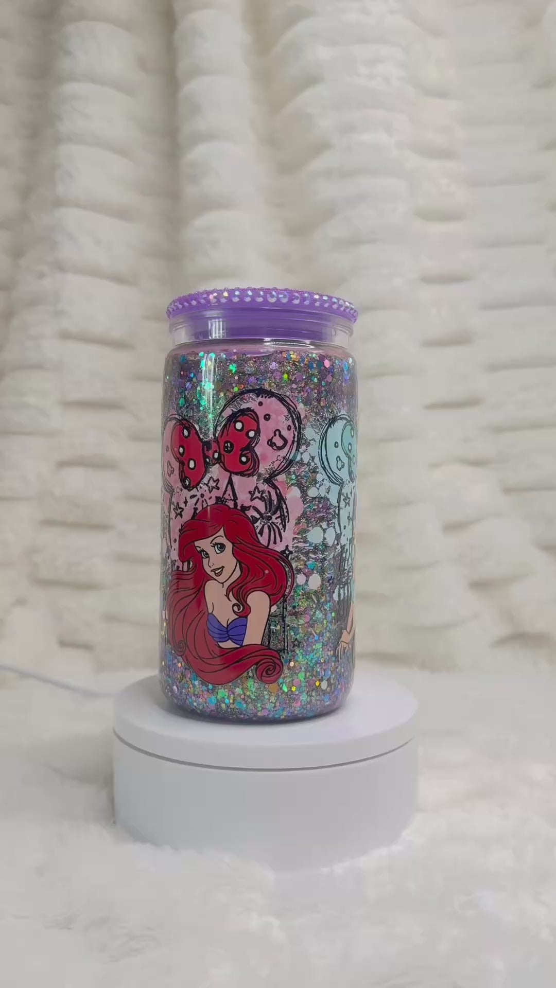 16 oz. Princesses Slow Glitter Snow Globe Tumbler w/ Bling Lid